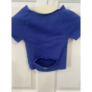 Free People Movement Cut It Out Size XS/S Short Sleeve Royal Blue Shirt NWT